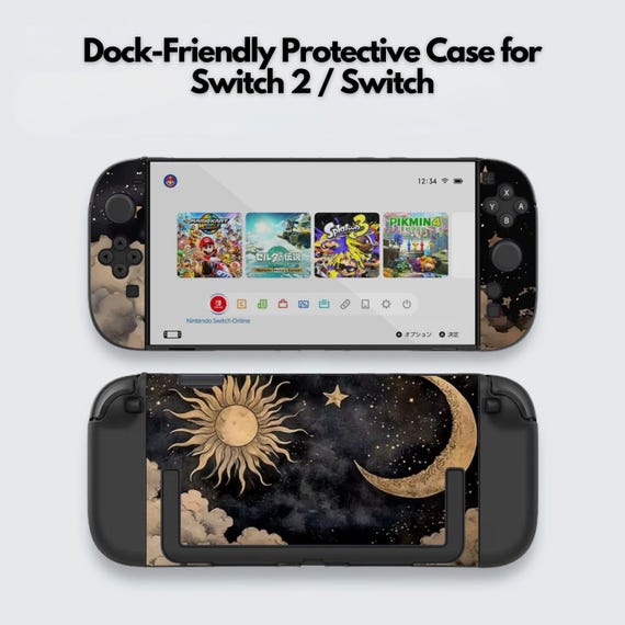 Cute Moon Sun Celestial Art Switch Case for Nintendo Switch 2 7.9