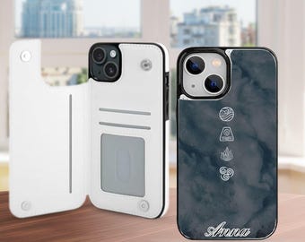 Anime Symbols Fanart Wallet Phone Case with Card Holder for iPhone 18 Pro Max, 17E 17 16 15, Samsung Galaxy S26 S25 S24 Ultra Plus