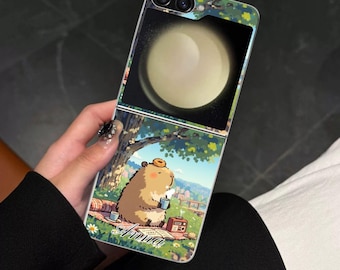 Personalized Capybaras Galaxy Flip Phone Case for Samsung Galaxy Z Flip, Motorola Razr with Screen Protector