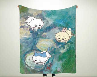 Süße Chiikawa Fanart Decke, Super weicher, gemütlicher Fleece, leichte Plüsch-Bettwäsche-Couchdecke, Wohnkultur