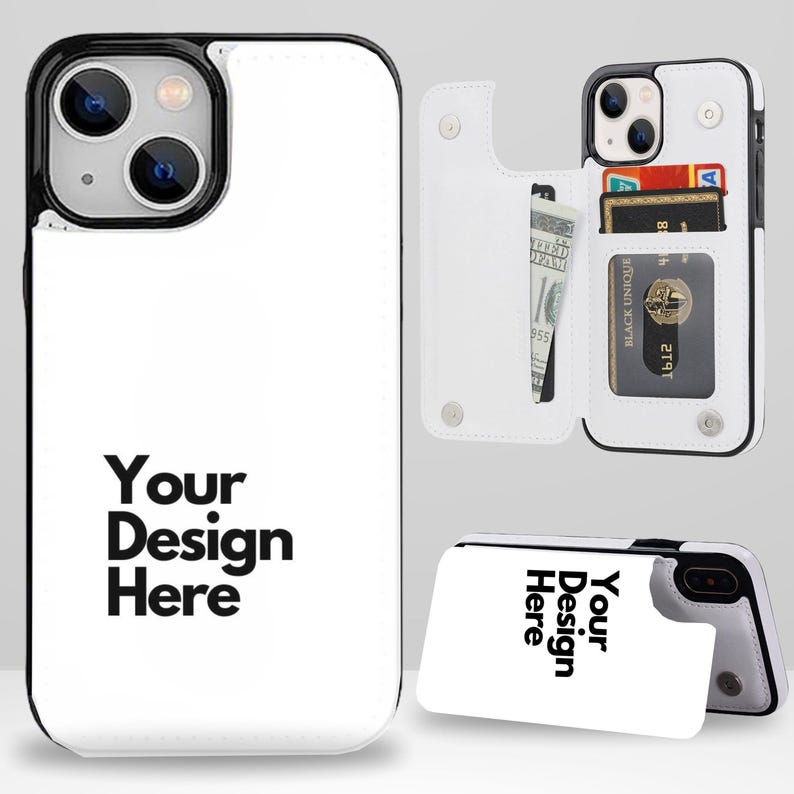 Étui portefeuille esthétique floral rétro avec porte-cartes pour iPhone 17 16 15 14 13 Pro Max Plus, Samsung Galaxy S26 S25 S24 Ultra Plus Your Design