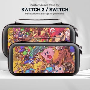 ゲーミングファンアート キャリースイッチケース Nintendo Switch 2/Switch OLED用 スクリーンプロテクター付き保護トラベルポーチ ゲームカートリッジ10個収納可能