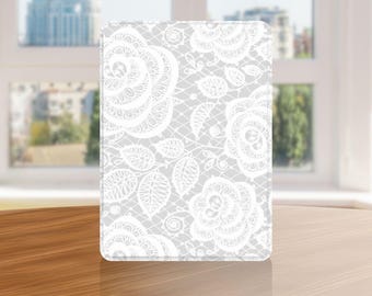 Rose Lace Pattern Kindle Case with Hand Strap for Kindle 11 10, Paperwhite 12 11, Kindle Colorsoft/Scribe/Oasis