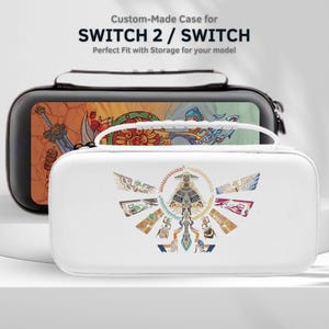ファンアート ゼルダ LoZ キャリースイッチケース Nintendo Switch 2/Switch OLED用 スクリーンプロテクター付き保護トラベルポーチ ゲームカートリッジ10個収納可能
