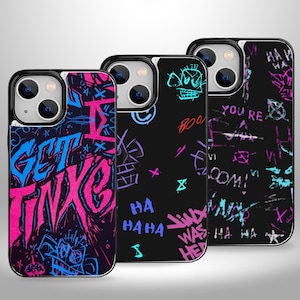 Funda tipo cartera con tarjetero de Jinxed Arcane Fanart para iPhone 16, 15, 14 y 13 Pro Max Plus y Samsung Galaxy S25, S24 y S23 Ultra Plus