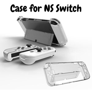 May include: A clear plastic case for a Nintendo Switch console. The case includes a protective cover for the console and a separate case for the Joy-Con controllers.
