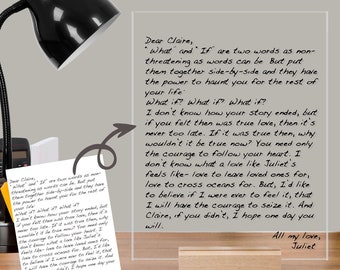 Actual Handwritten Letter Acrylic Plaque Stand, Handwriting Gift for Letter or Recipe, Handwritten Memorial Gift for Anniversary, Mom, Wife