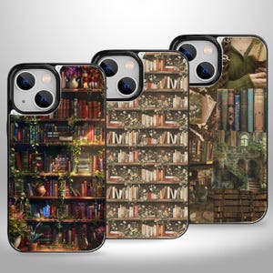 Cute Bookshelf Aesthetic Wallet Phone Case with Card Holder for iPhone 17 16 15 14 13 Pro Max Plus, Samsung Galaxy S25 S24 S23 Ultra Plus