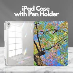 Tree iPad Case with Pencil Holder for iPad 11", iPad Air, Pro, Mini 6 7 Gen 8.3", Slim Trifold Stand Cover