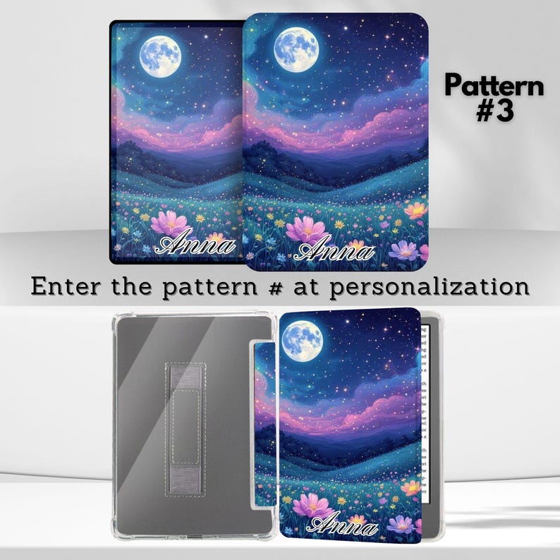 Personalized Night Sky Wildflowers Kindle Case With Hand Strap for ...