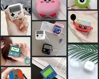 Niedliche individuelle Game Boy 3D-Hülle mit Initialen für Samsung Galaxy Buds2 Pro Galaxy Buds Pro Galaxy Buds 2 Galaxy, Buds Live, Anti-Verlust-Umhängeband