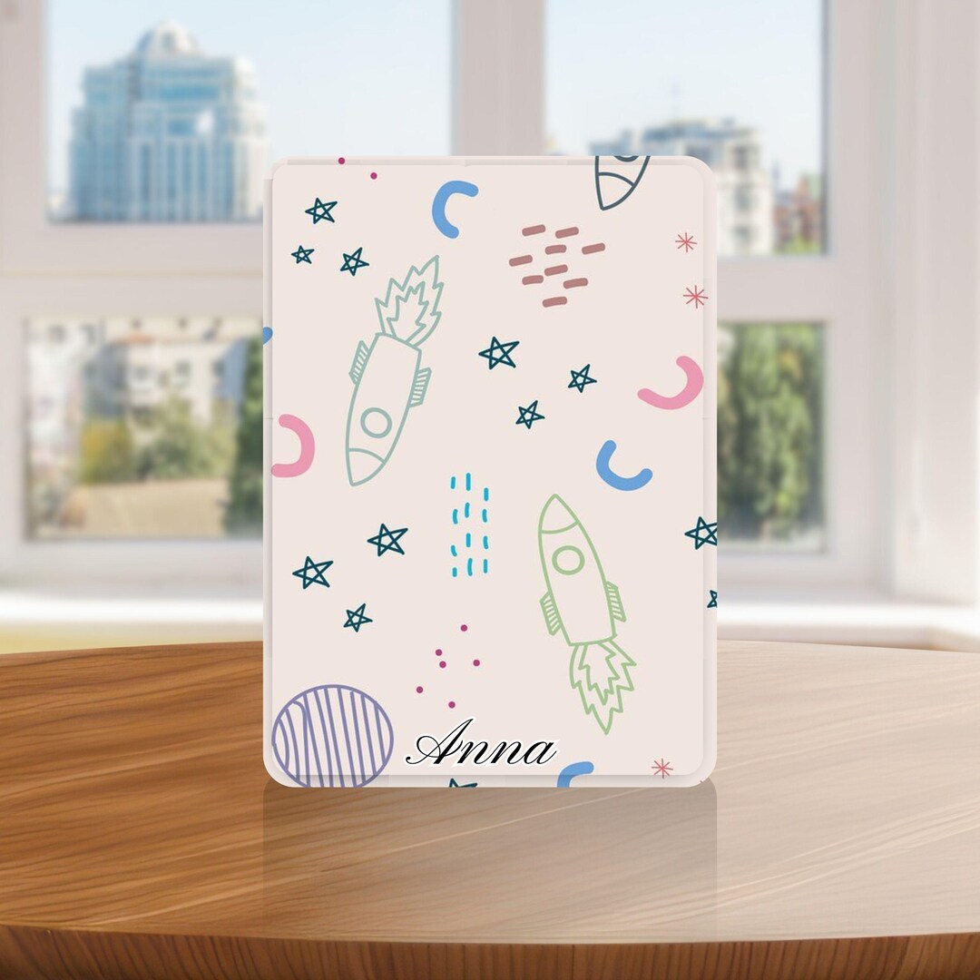 Personalized Cartoon Space Kindle Case With Hand Strap for Kindle 6 6.8 ...