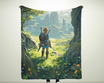 Süße Gaming Zelda Fan Art Themen-Decke, super weiches, gemütliches Fleece, leichte Plüsch-Bettwäsche-Couchdecke