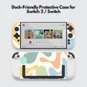 Abstract Wave Switch Case for Nintendo Switch 2, Switch OLED, Dock-Friendly Protective Snap Cover, Hard Shell