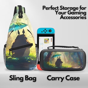 Cute Anime Fanart Sling Crossbody Backpack, Carrying Switch Case for Switch, Switch OLED, Switch 2, Chest Travel Bag for Switch Accessories