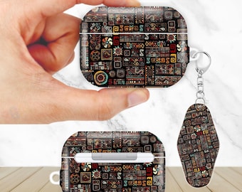Funda geométrica abstracta para AirPods Pro 3, 2 y 1, AirPod 4 y 3, AirPod 2 y 1 generación, funda protectora con llavero