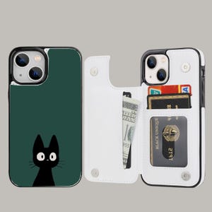Anime fanart esthetische portemonnee telefoonhoesje met kaarthouder voor iPhone 16 15 14 13 Pro Max Plus, Samsung Galaxy S25 S24 S23 Ultra Plus