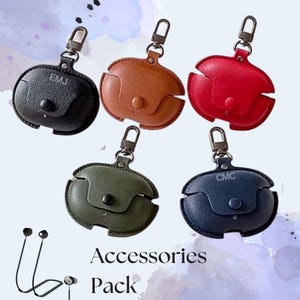 Personalized Initial Leather Case for Beats Studio Buds, Studio Buds+ Plus, Custom Craft Studio Buds Case with Anti Lost Cord Strap, Keyring