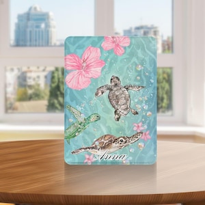 Personalized Cute Ocean Turtles Kindle Case w Hand Strap for Kindle 6 6.8 7", Paperwhite 12 11, Kindle Colorsoft/Scribe/Oasis, Kindle 11 10