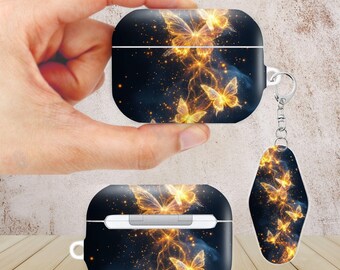 Whimsical Night Butterfly AirPods Case for AirPods Pro 3 2 1, AirPod 5 4 3 2 1, Protective Cover with Keychain