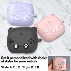Jolie coque personnalisée avec initiales oreilles de chat pour Samsung Galaxy Buds 3, coque Galaxy Buds 3 Pro, coque en silicone premium Galaxy Buds, étui de protection