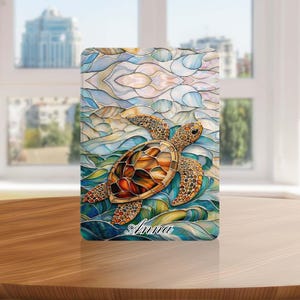 Funda personalizada para Kindle con diseño de tortuga marina y correa de mano para Kindle de 6, 6.8 y 7 pulgadas, Paperwhite de 12 y 11 pulgadas, Colorsoft/Scribe/Oasis, Kindle de 11 y 10.ª generación.