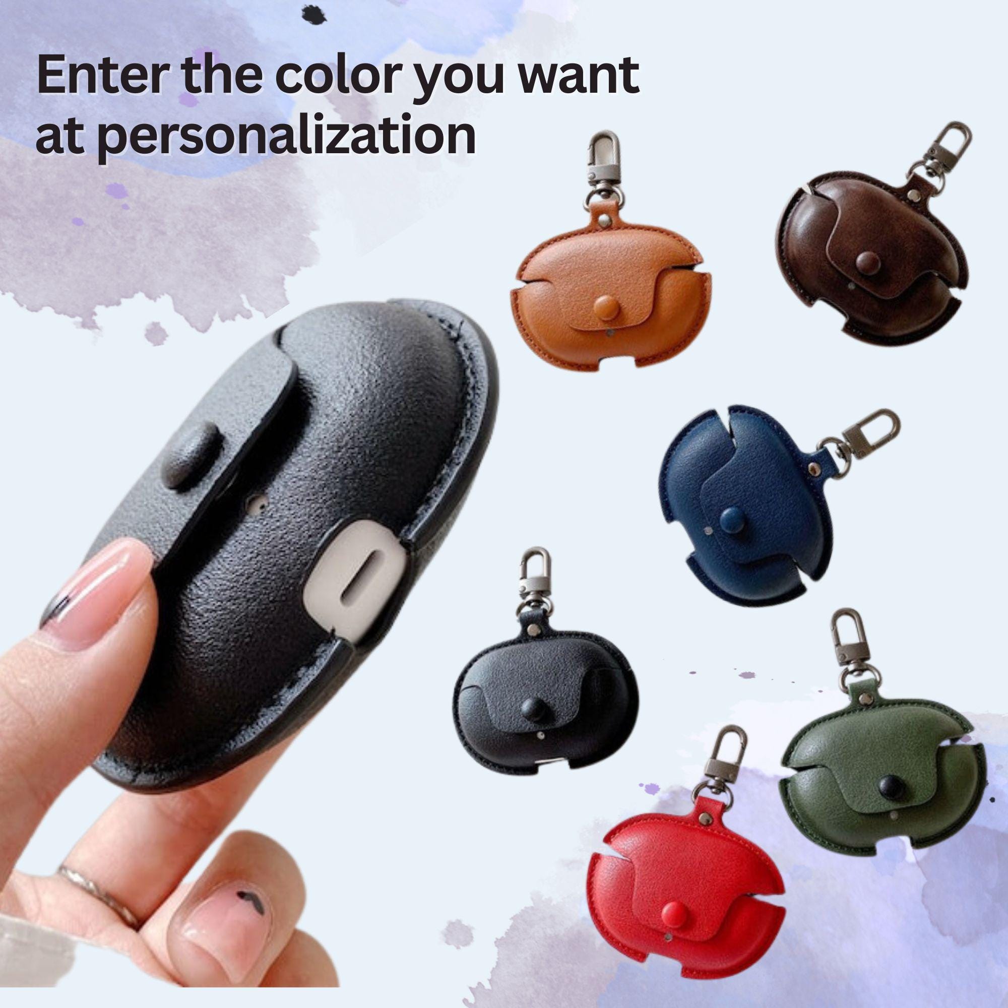 Personalized Initial Leather Case for Beats Studio Buds, Studio