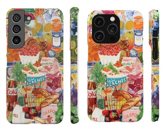 Süße Lebensmittel Obst Muster Sammelalbum Handyhülle für Samsung Galaxy S24 S23 S22 Ultra Plus 5G, iPhone 15 14 13 12 Pro Max Plus, Aesthetic Cover