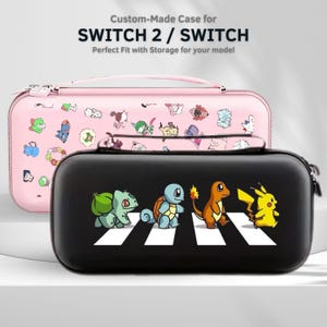 ポケモンファンアート キャリースイッチケース Nintendo Switch 2/Switch OLED用、スクリーンプロテクター付き保護トラベルポーチ、ゲームカートリッジ10個収納スロット