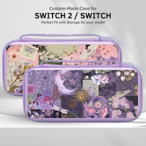 Whimsigoth Collage Switch Case for Nintendo Switch 2/Switch OLED, Carrying Travel Case with Handle, 10 Game Cartridge Slot