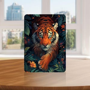 Tiger Art Kindle Case with Hand Strap for Kindle 6 6.8 7 inch, Paperwhite 12 11, Kindle Colorsoft/Scribe/Oasis, Kindle 11 10 Gen