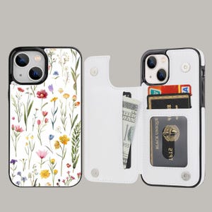 Custodia per telefono con portafoglio estetica floreale carina con porta carte per iPhone 16 15 14 13 Pro Max Plus, Samsung Galaxy S25 S24 S23 Ultra Plus