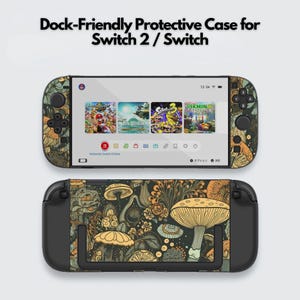 Whimsical Mushroom Forest Switch Case for Nintendo Switch 2, Switch OLED, Dock-Friendly Protective Snap Cover, Hard Shell