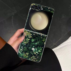 Botanical Leaf Galaxy Flip Phone Case for Samsung Galaxy Z Flip, Motorola Razr with Screen Protector