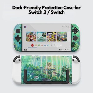 May include: A protective case for a Switch 2 / Switch console. The case features a colorful underwater scene design. The screen displays game icons. The text "Dock-Friendly Protective Case for Switch 2 / Switch" is at the top.