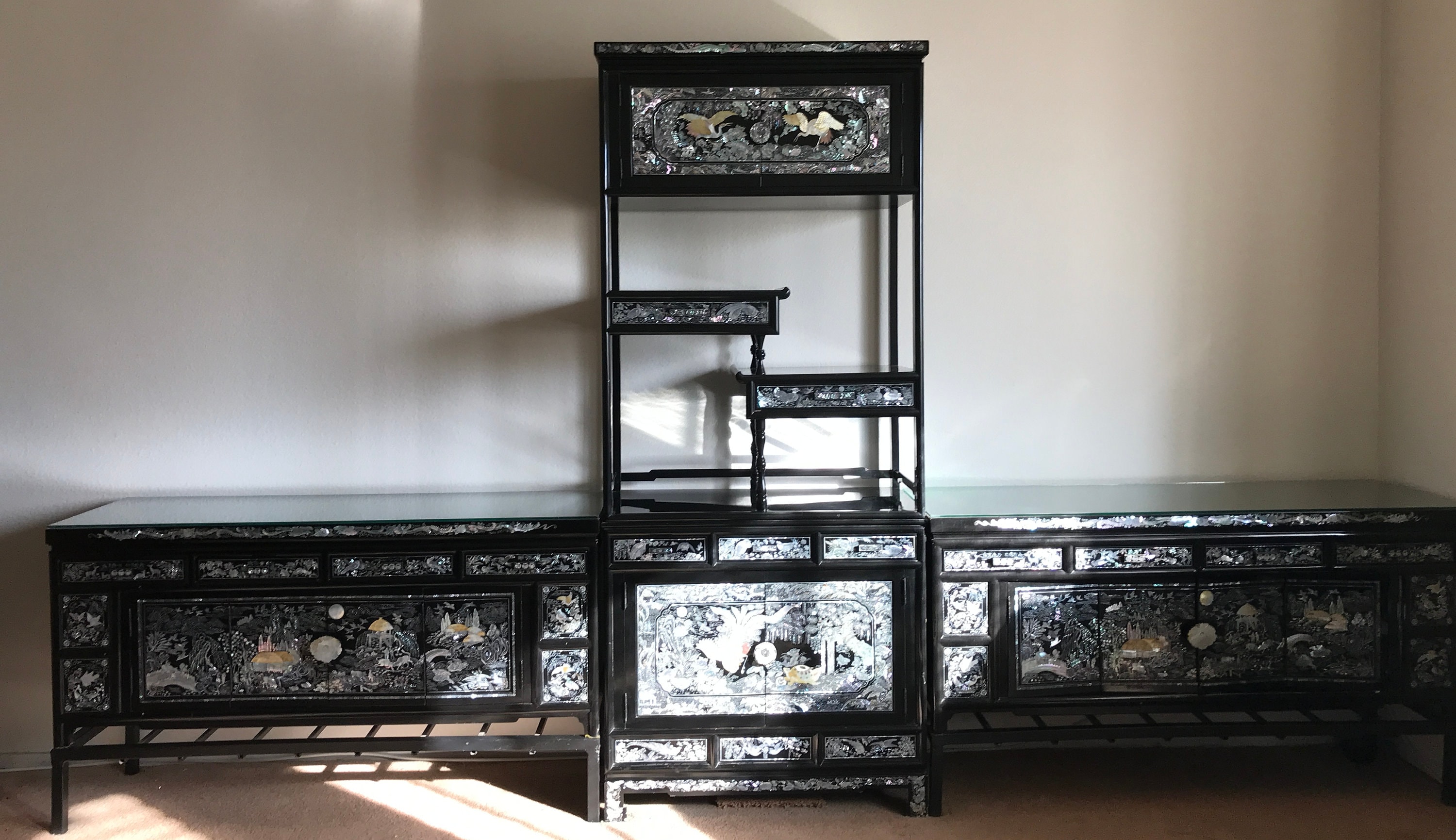 Furniture Wood on sabang Takja Black With Coated Mother-of-pearl and Ornamented - Called Etsy moongarb Lacquer