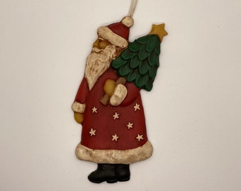 Painted Beeswax Ornament | Folk Art | St. Nick | German Craft | Santa | Recycled | Christmas | Natural Wax | Cinnamon Scented