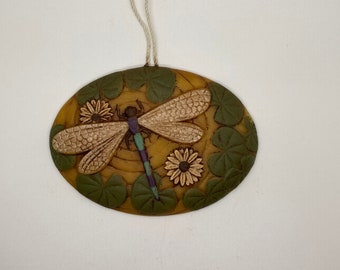 Painted Beeswax Ornament | Folk Art | Dragonfly | German Craft | Lily Pad | Recycled | Garden | Natural Wax | Insects