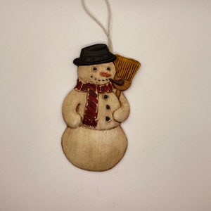 Painted Beeswax Ornament | Folk Art | Snowman | German Craft | Winter | Recycled |  Natural Wax