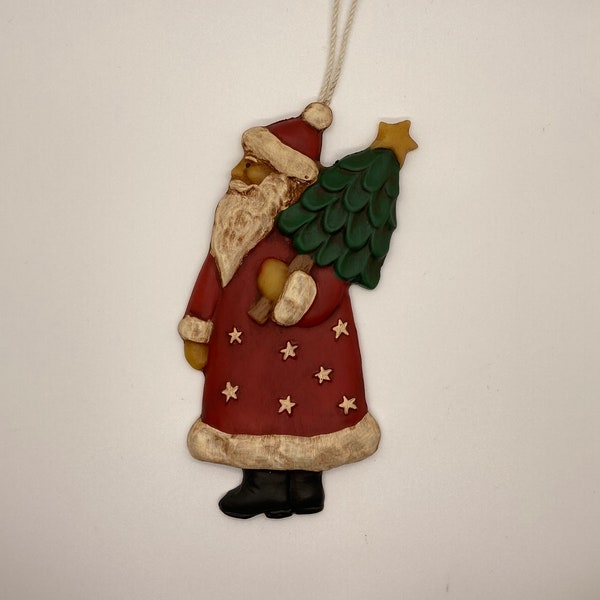 Painted Beeswax Ornament | Folk Art | St. Nick | German Craft | Santa | Recycled | Christmas | Natural Wax | Cinnamon Scented