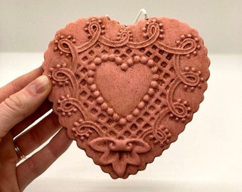 Painted Beeswax Ornament l Folk Art l Lacy Heart l German Craft l Cinnamon Scented l Heart