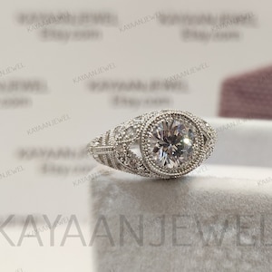 1930s Vintage 2 Ct White Round Cut Diamond Engagement Ring in 925 Sterling Silver,Art Deco Ring,Antique Engagement Ring,Gift for her,gift