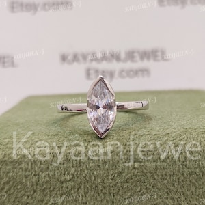 1930s Vintage 2.30 Carat White Marquise cut diamond wedding engagement ring in 935 Argentium Silver,Antique engagement ring, Rings for women