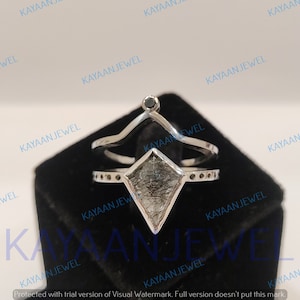 2.35Ct Salt and Pepper Cut Diamond Engagement Wedding Ring Set in 925 Sterling Silver,Salt and pepper Ring,Unique Wedding Ring,Kite Ring