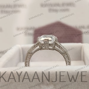 1930s Vintage 2.30Ct Asscher Cut Diamond Engagement Wedding Ring in 935 Argentium Silver,Art Deco Ring,Gift for her,Antique Engagement Ring