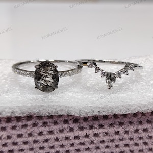 2.30Ct Salt and Pepper Oval Cut Diamond Engagement Wedding Ring Set in 925 Sterling Silver, Salt and pepper ring, Gift for Women,unique ring
