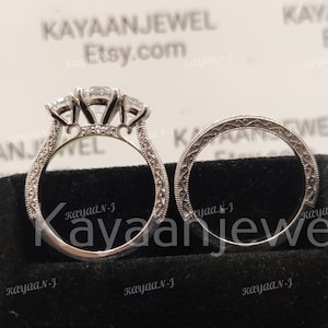 Vintage 2.30Ct Round Cut Diamond Engagement Wedding Ring Set in 925 Sterling Silver,Art Deco ring, rings for Women, Antique Engagement Ring