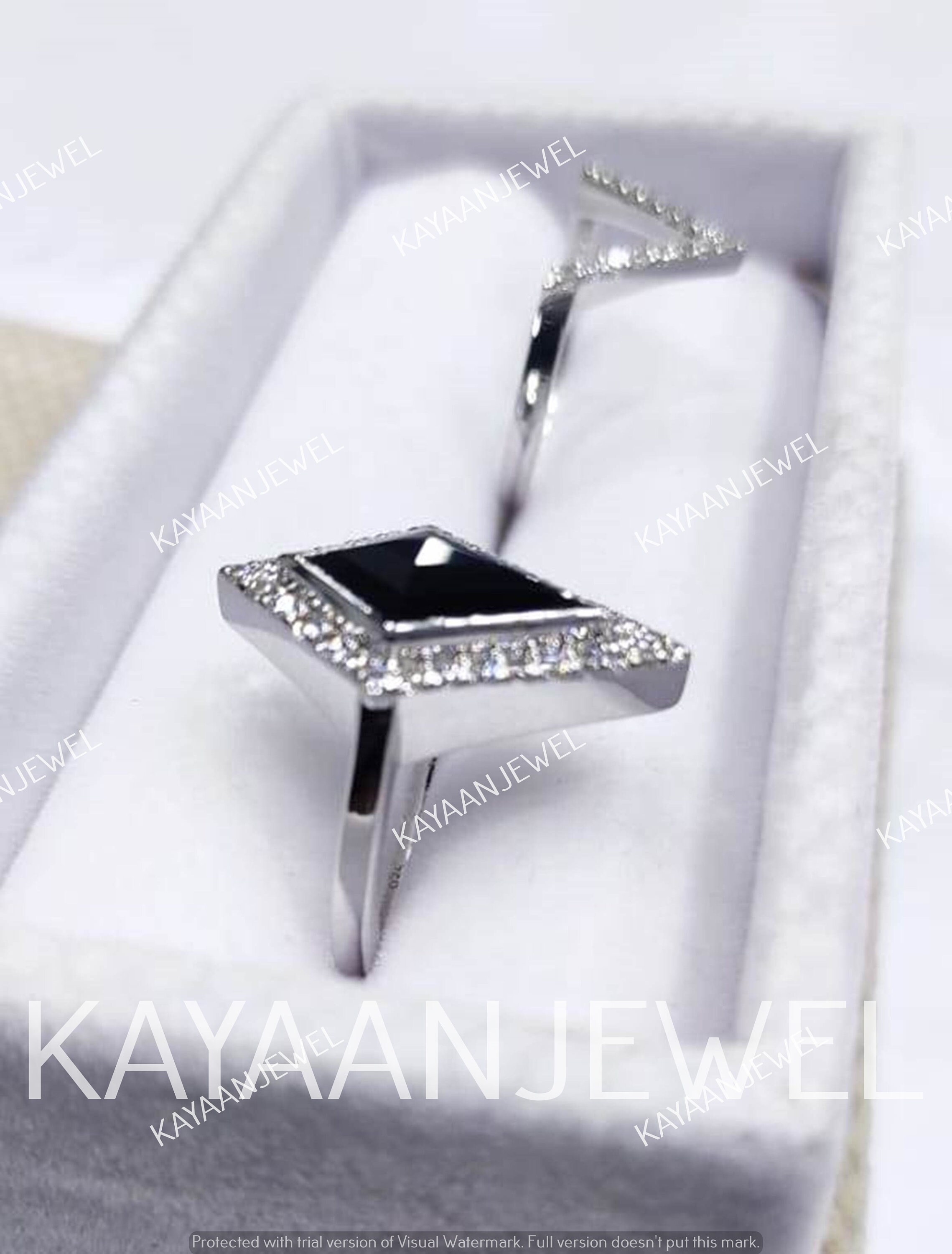 2.30ct Black Kite Cut Diamond Engagement Wedding Ring Set in Etsy