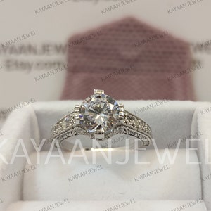 1930s Vintage 2.30Ct White Round Cut Diamond Engagement Wedding Ring in 925 Sterling Silver,rings for women,Antique Engagement Ring,Art Deco