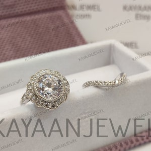 1930s Vintage 2.30 Carat White round cut diamond wedding engagement ring set in 925 Sterling Silver,Antique engagement ring,Rings for women